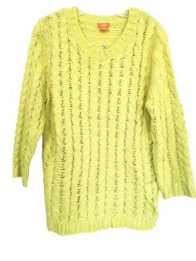 Jo Fresh Lemon Loose Cable Knit Sweater Sz M